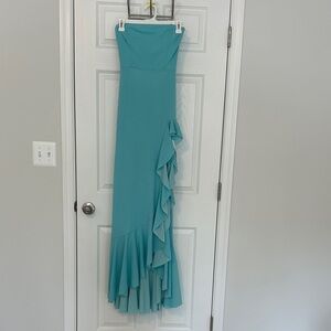 Lucy in the Sky Strapless Teal Dress